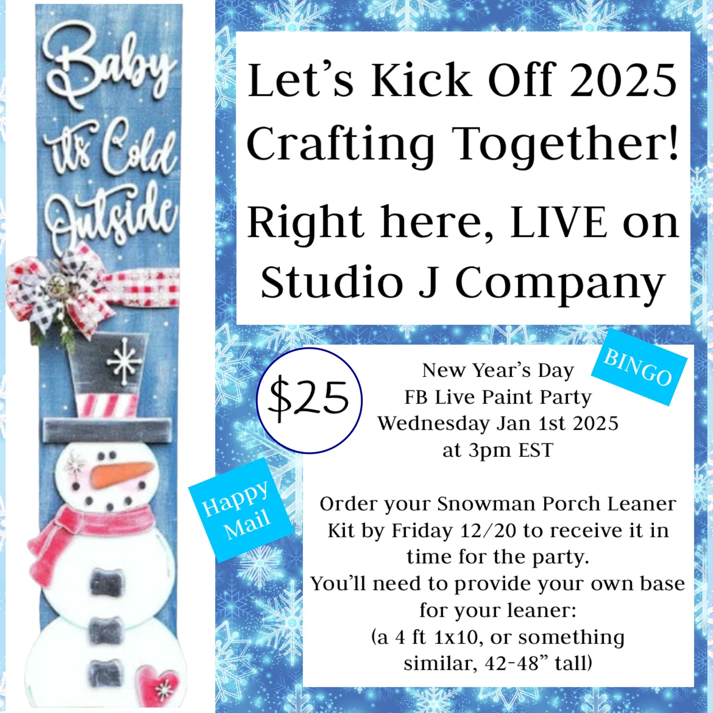 Baby it’s cold Outside Snowman Design for DIY Porch Leaner -Design Only