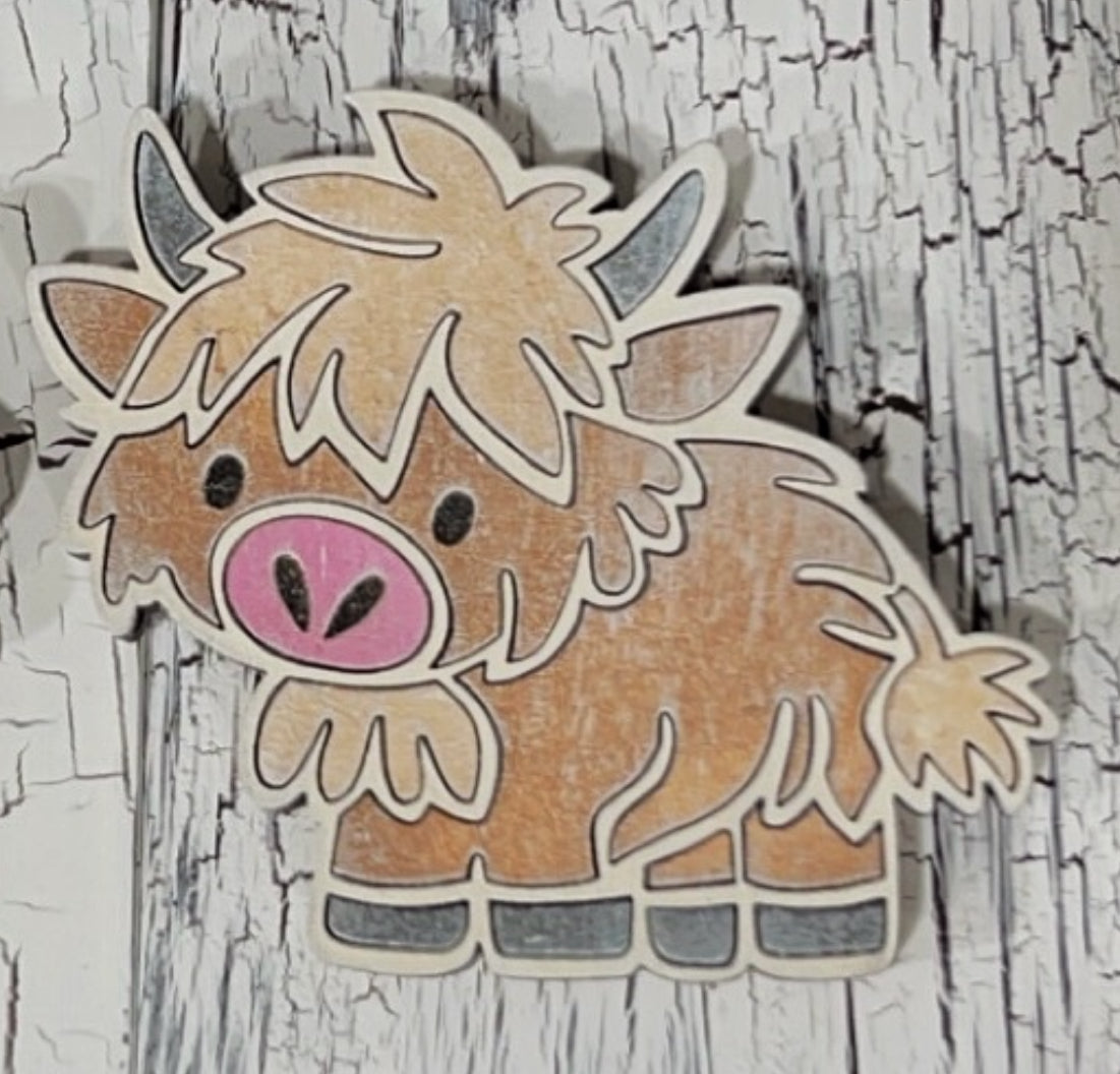 Highland Cow mini embellishment kit