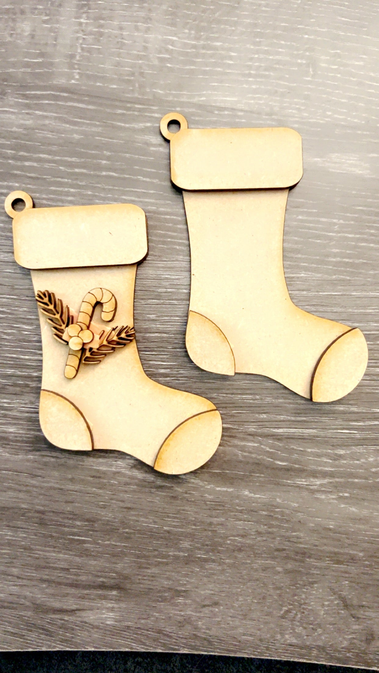 Pair of Layered Stocking Ornaments