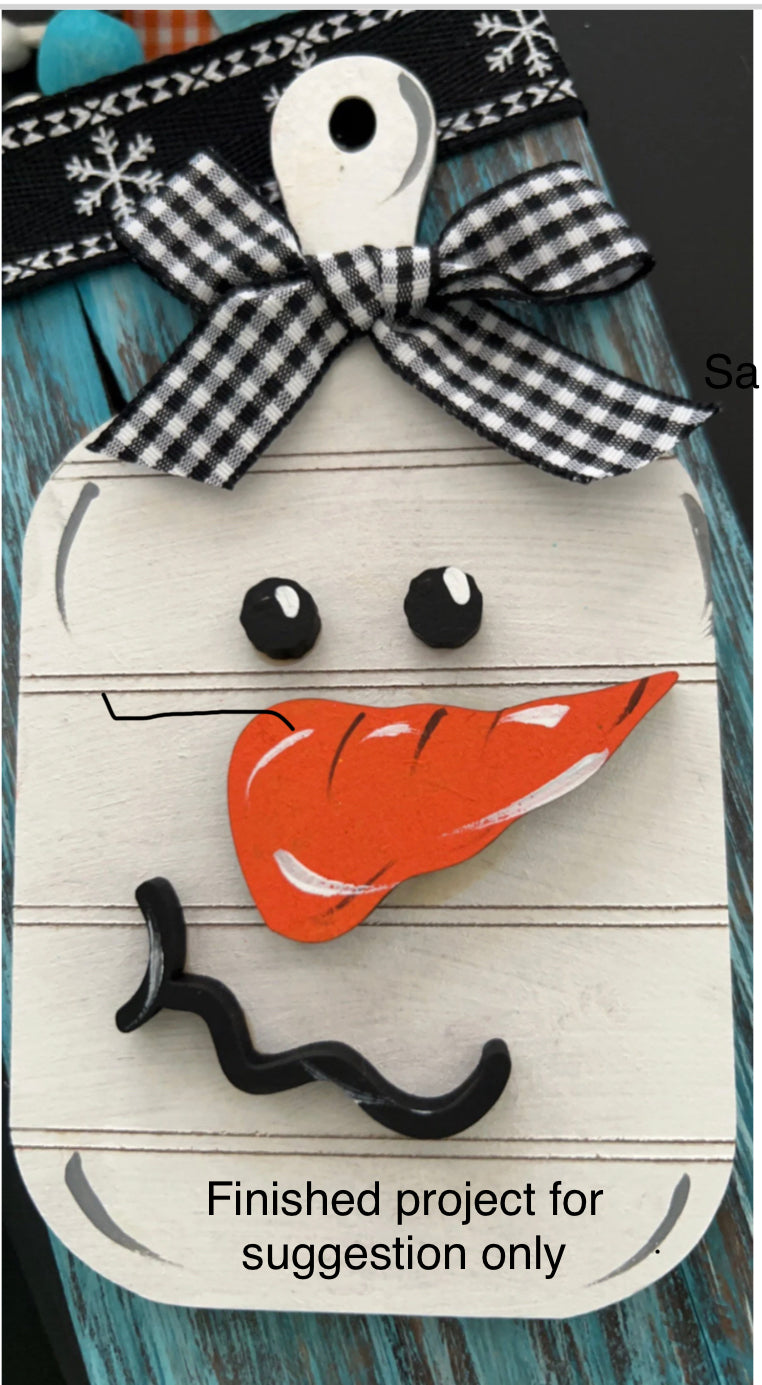 Set of 4 Snowman Mini Cutting Boards Rectangle Shape- DIY Craft Kit