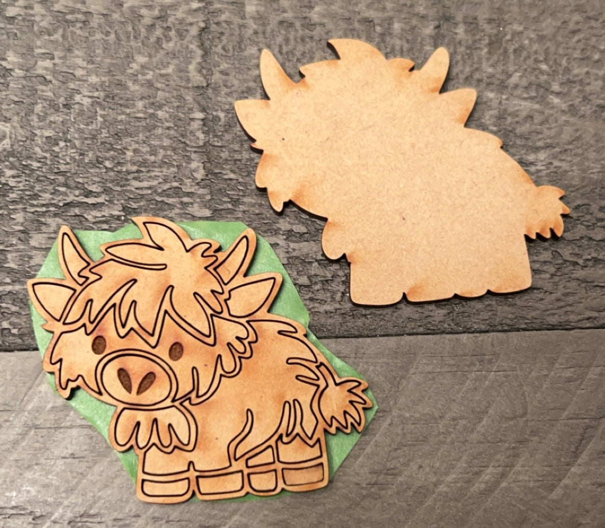 Highland Cow mini embellishment kit