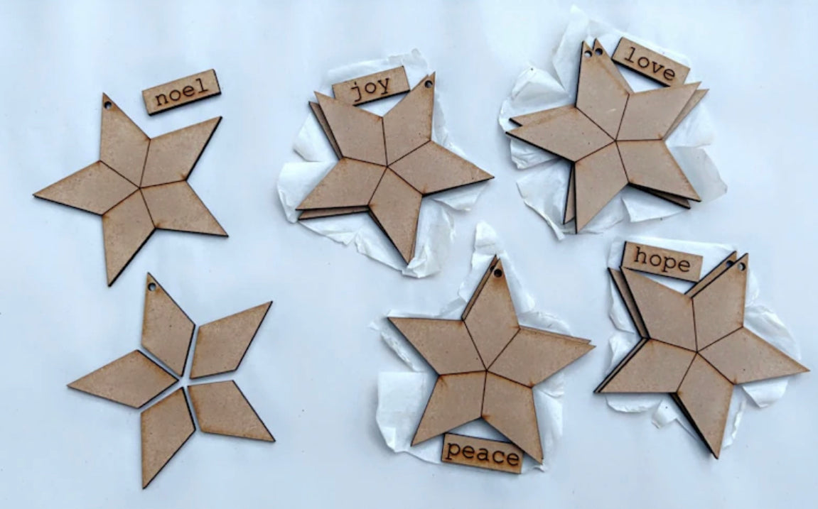 DIY Craft Kit - Barn Star Ornaments - Set of 5