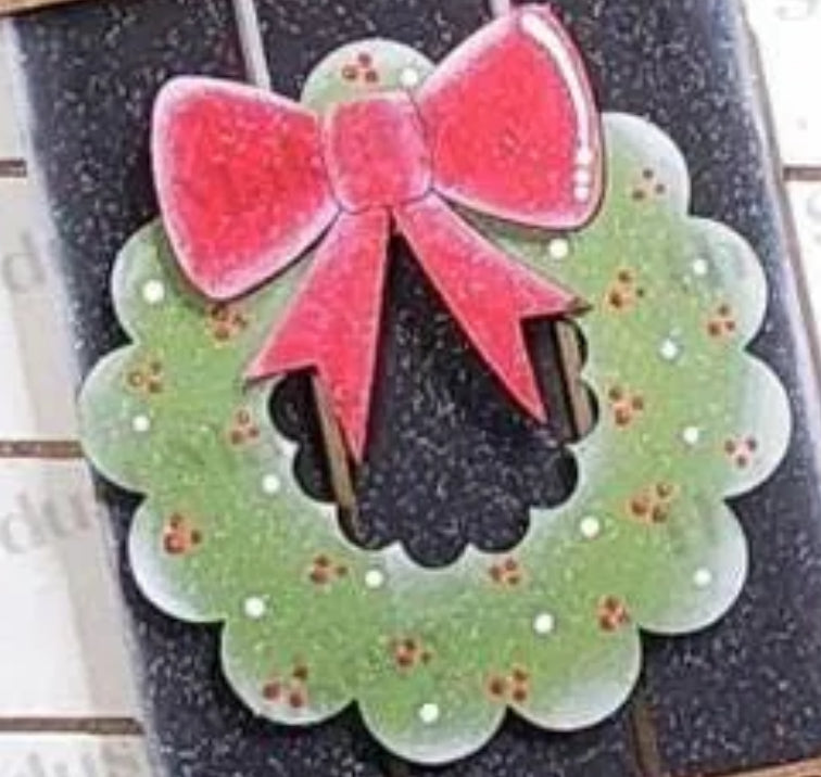 Wreath and Bow Embellishments 6 pieces