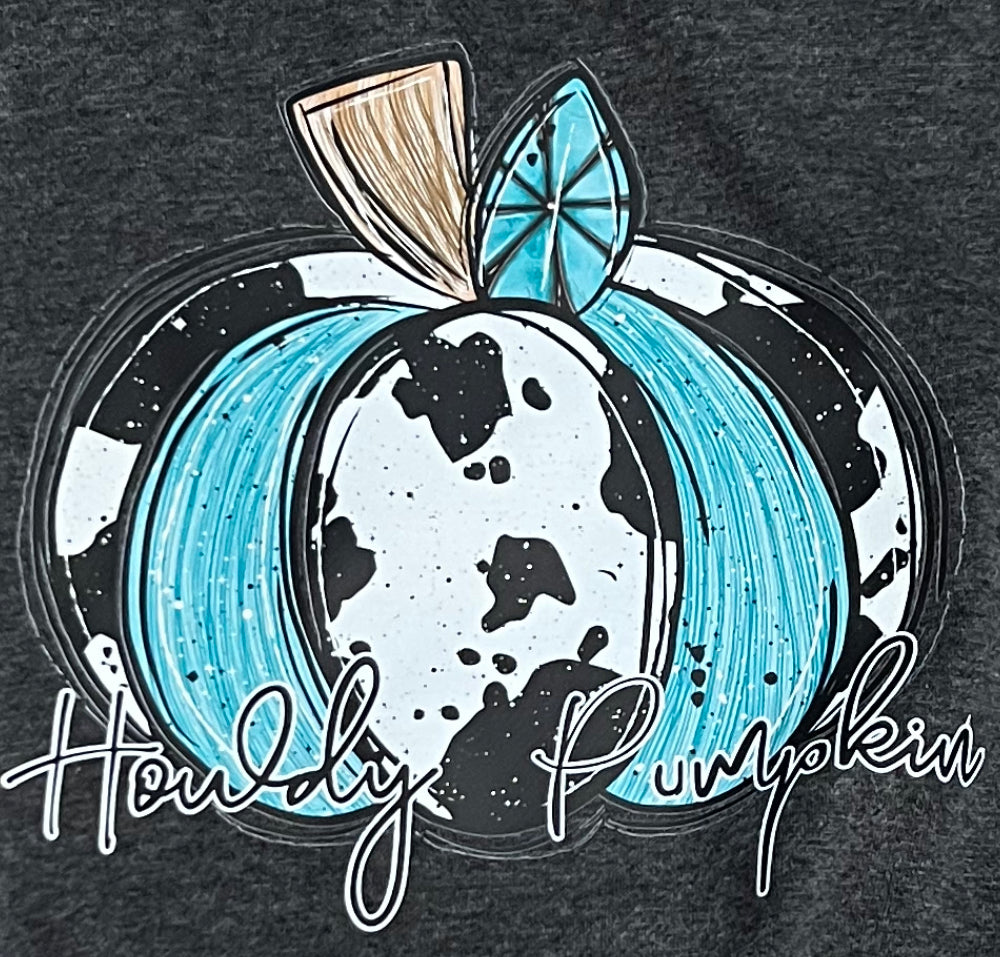 Howdy Pumpkin Turquoise and Cowhide Sweatshirt