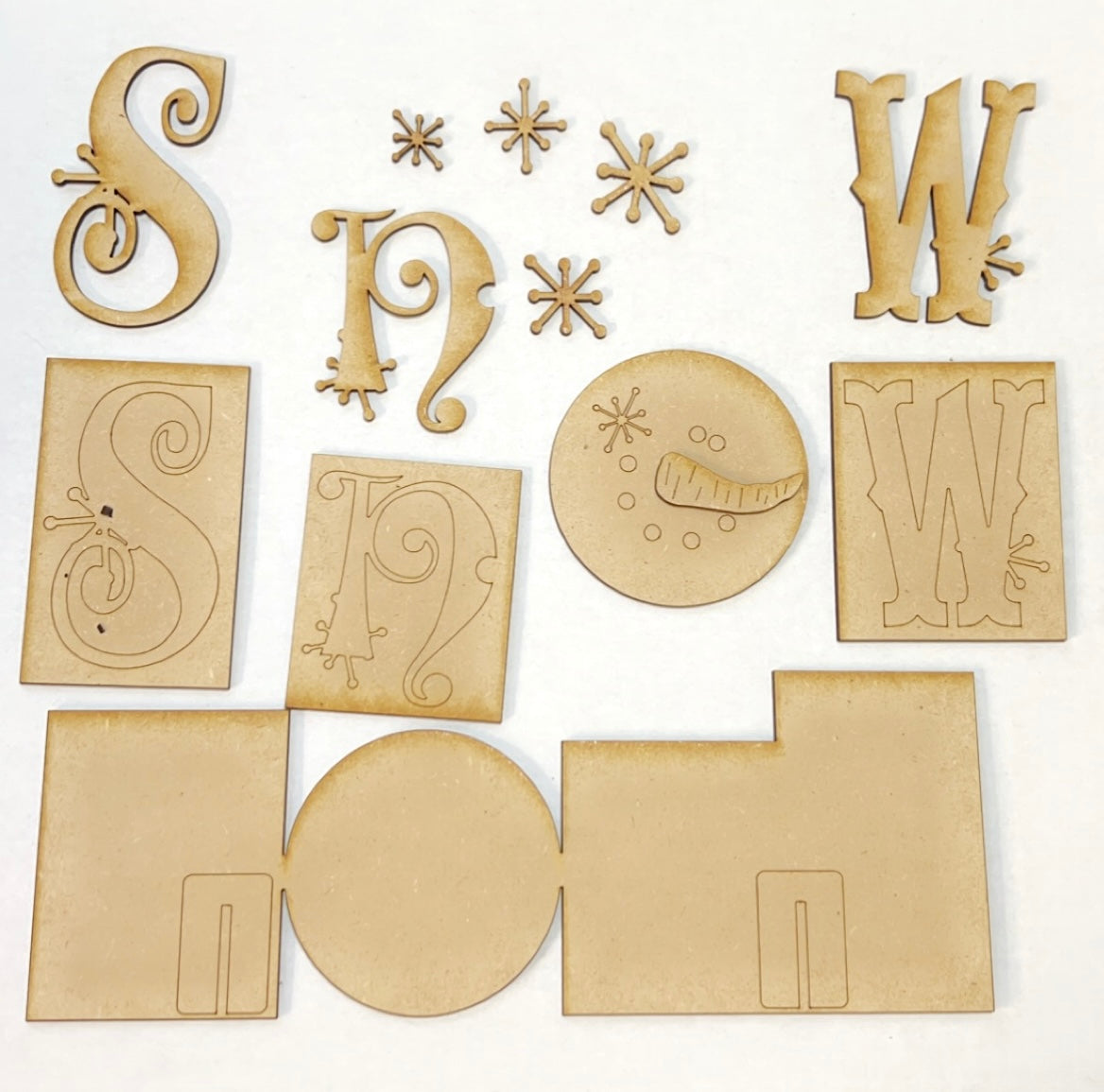 SNOW Shelf Sitter Sign - layered DIY Kit