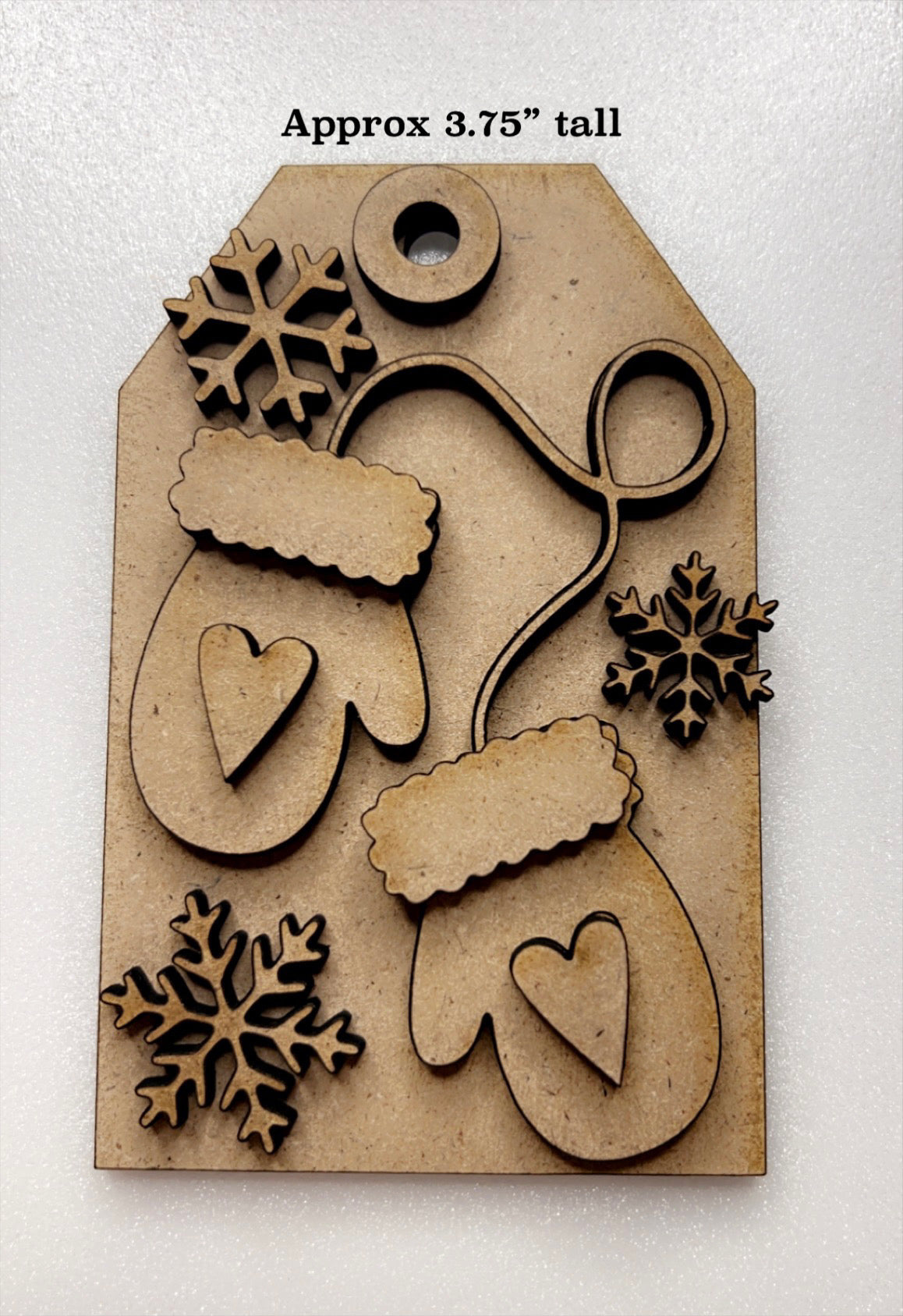 DIY Christmas Tag Ornaments approx 3.75” tall - Style #2