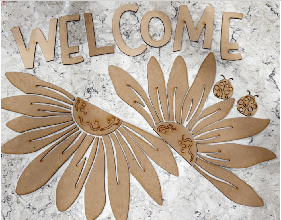 Daisy Welcome Porch Leaner -DIY Kit- Design only- Base Leaner not included