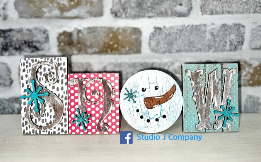 SNOW Shelf Sitter Sign - layered DIY Kit