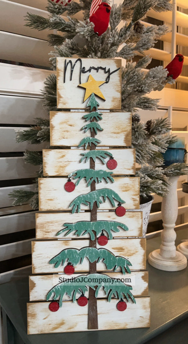 Christmas Tree Plank Leaner Sign -15 inch