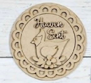3” round interchangeable Cardinal Heaven Sent - 3 inch Red Bird