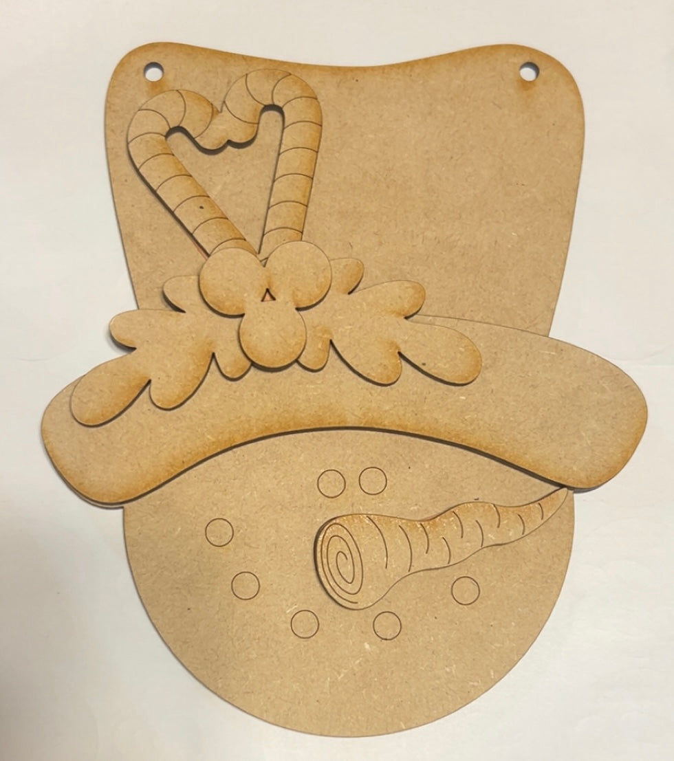 Candy Cane Snowman Sign