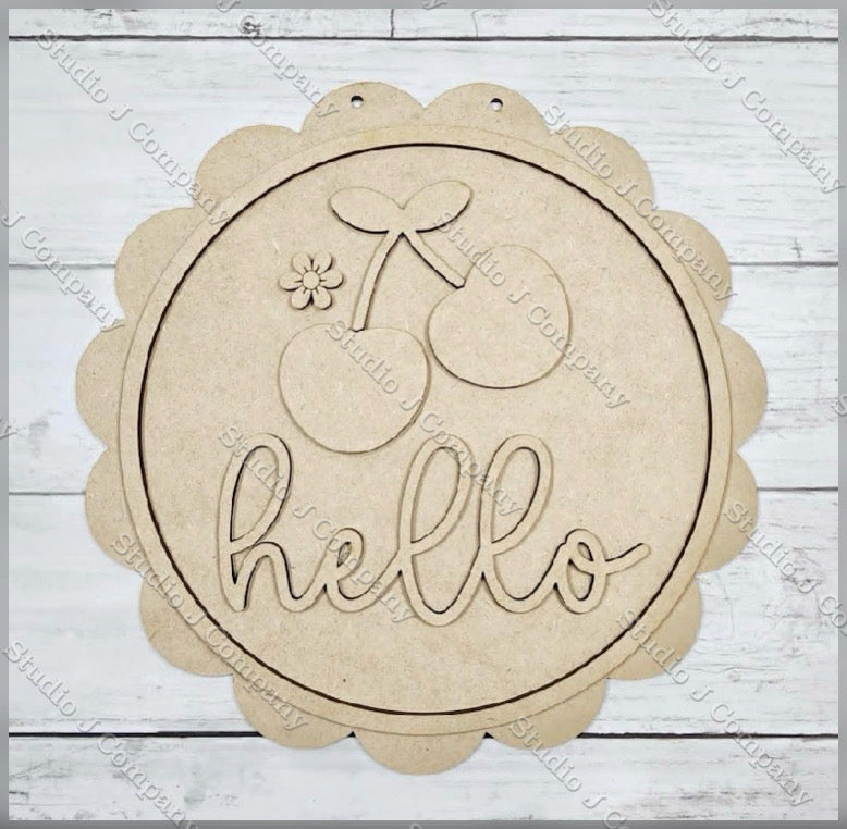 Scalloped Cherries Sign 10.5”