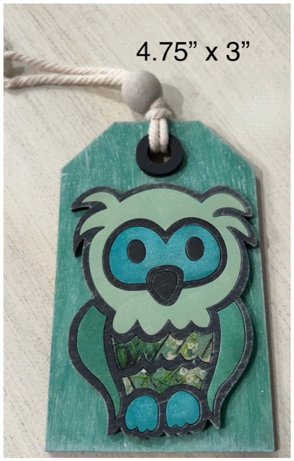 Owl tag - Craftroom Cleanout- finished projects looking sale