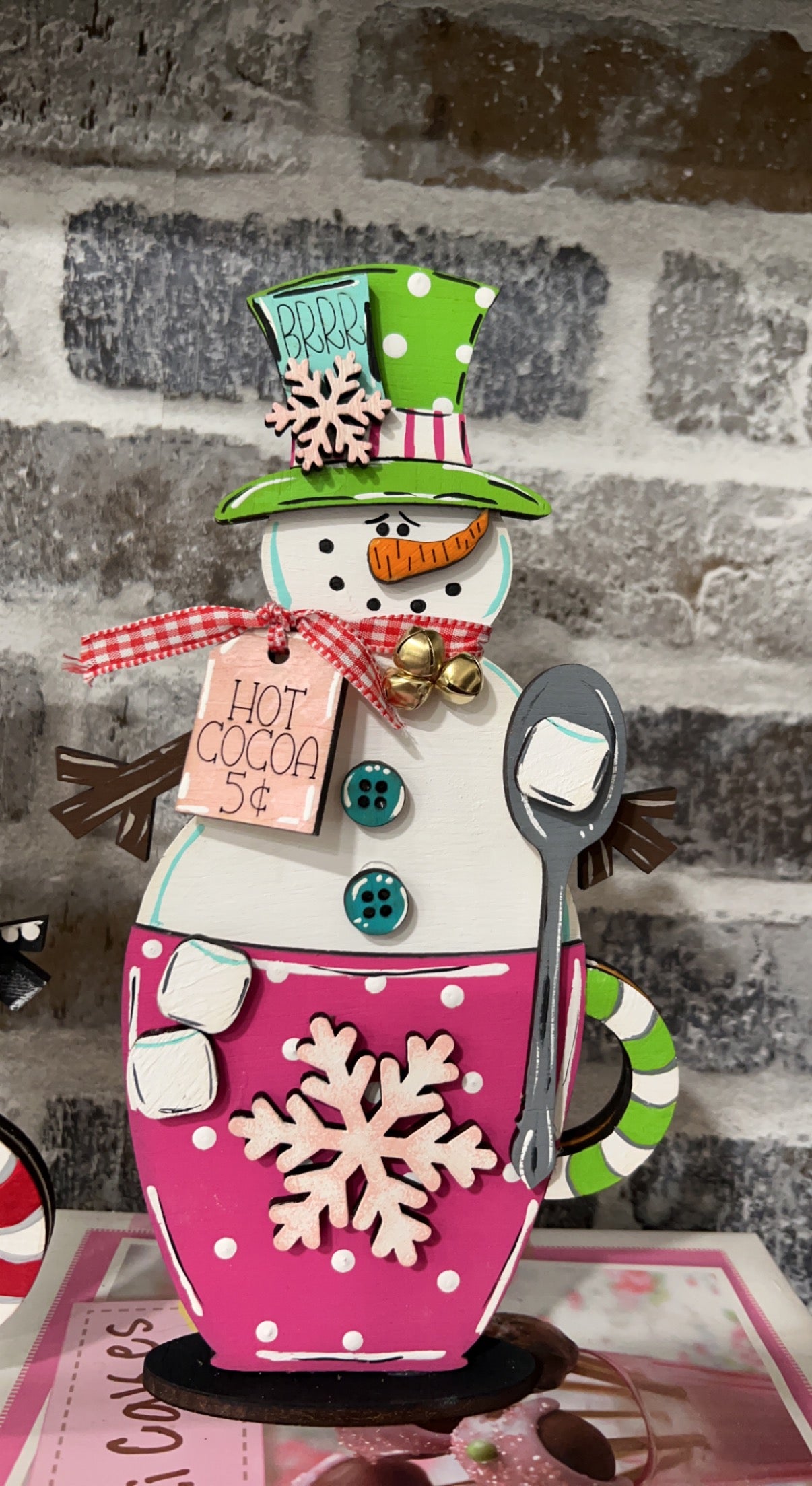 Hot Cocoa Mug Snowman Shelf Sitter