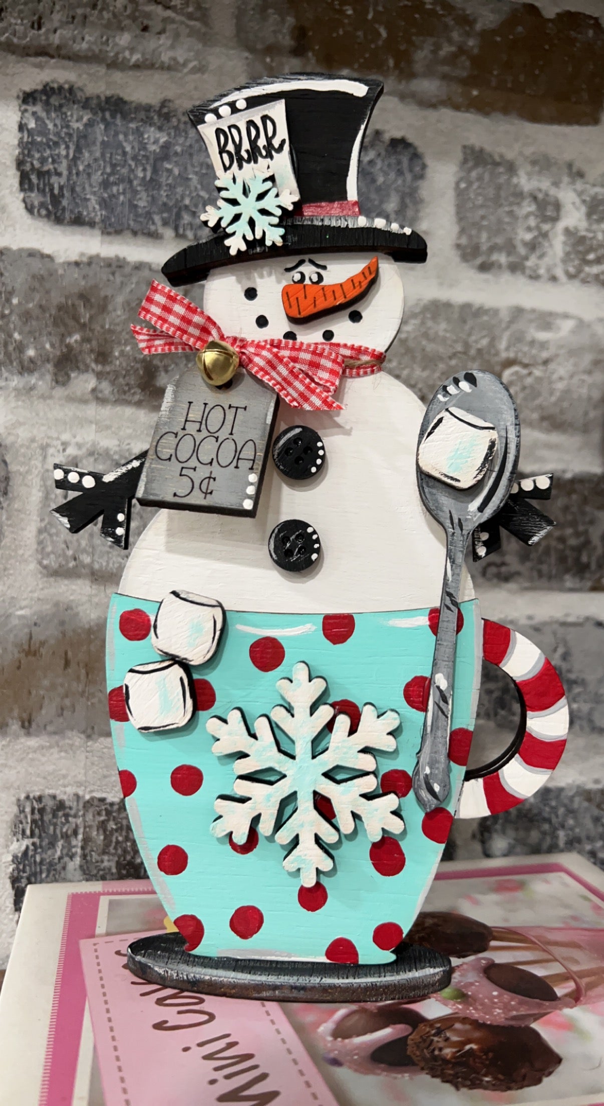 Hot Cocoa Mug Snowman Shelf Sitter