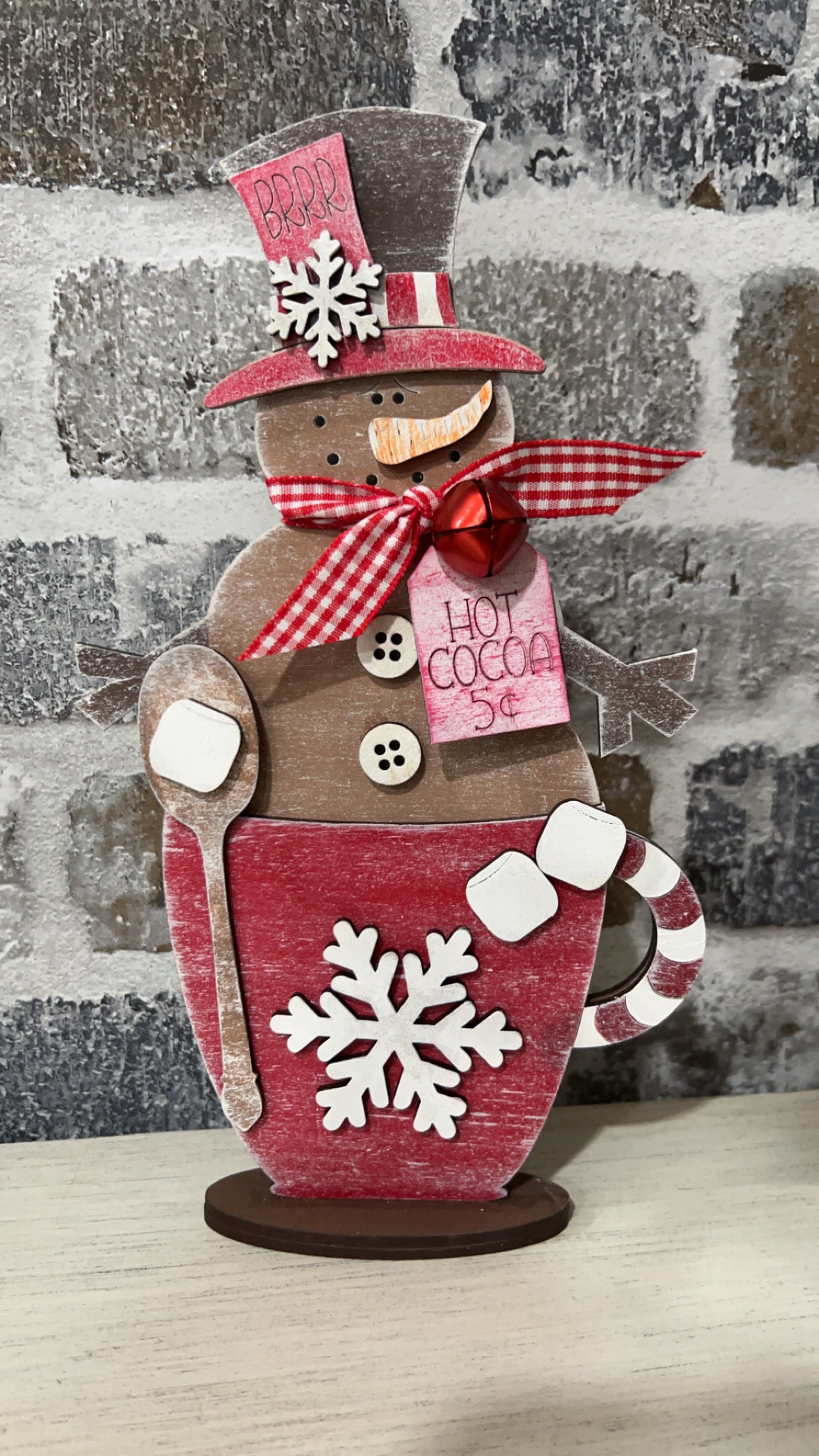 Hot Cocoa Mug Snowman Shelf Sitter