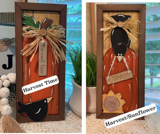 DIY Craft Kit- Layered Pumpkin - 2 styles available-Farmhouse Primitive Faux Framed Picture