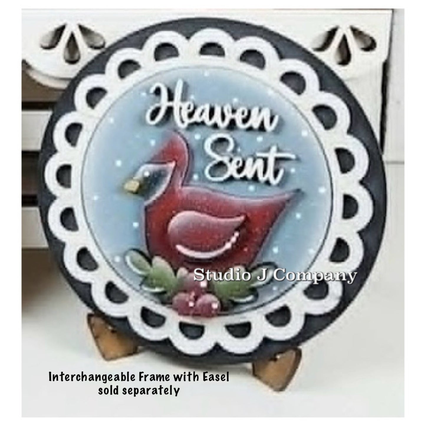 3” round interchangeable Cardinal Heaven Sent - 3 inch Red Bird