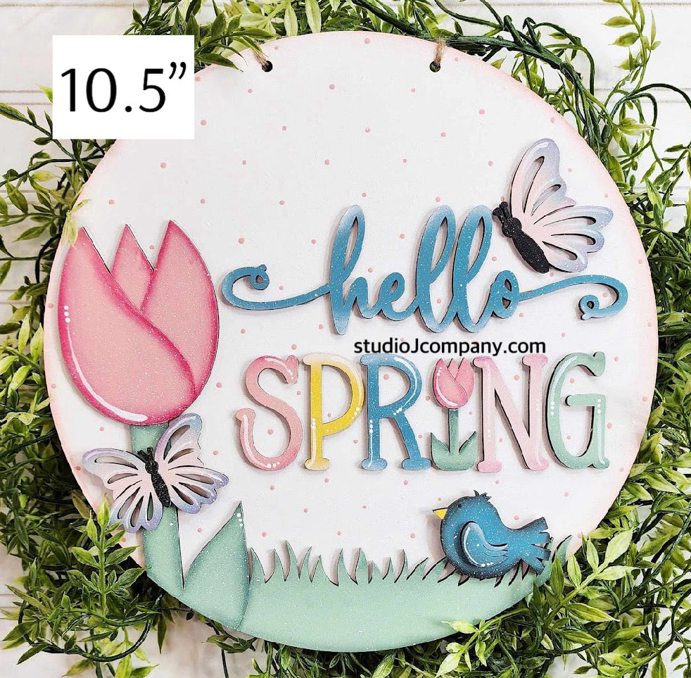 hello Spring Round Sign- DIY Kit – Studio J Company