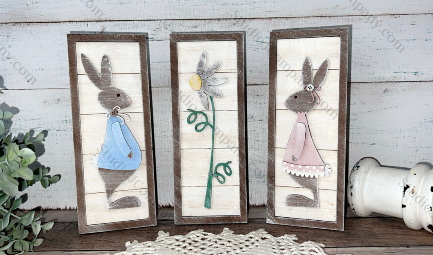 Bunny Couple Sign Trio -DIY kit