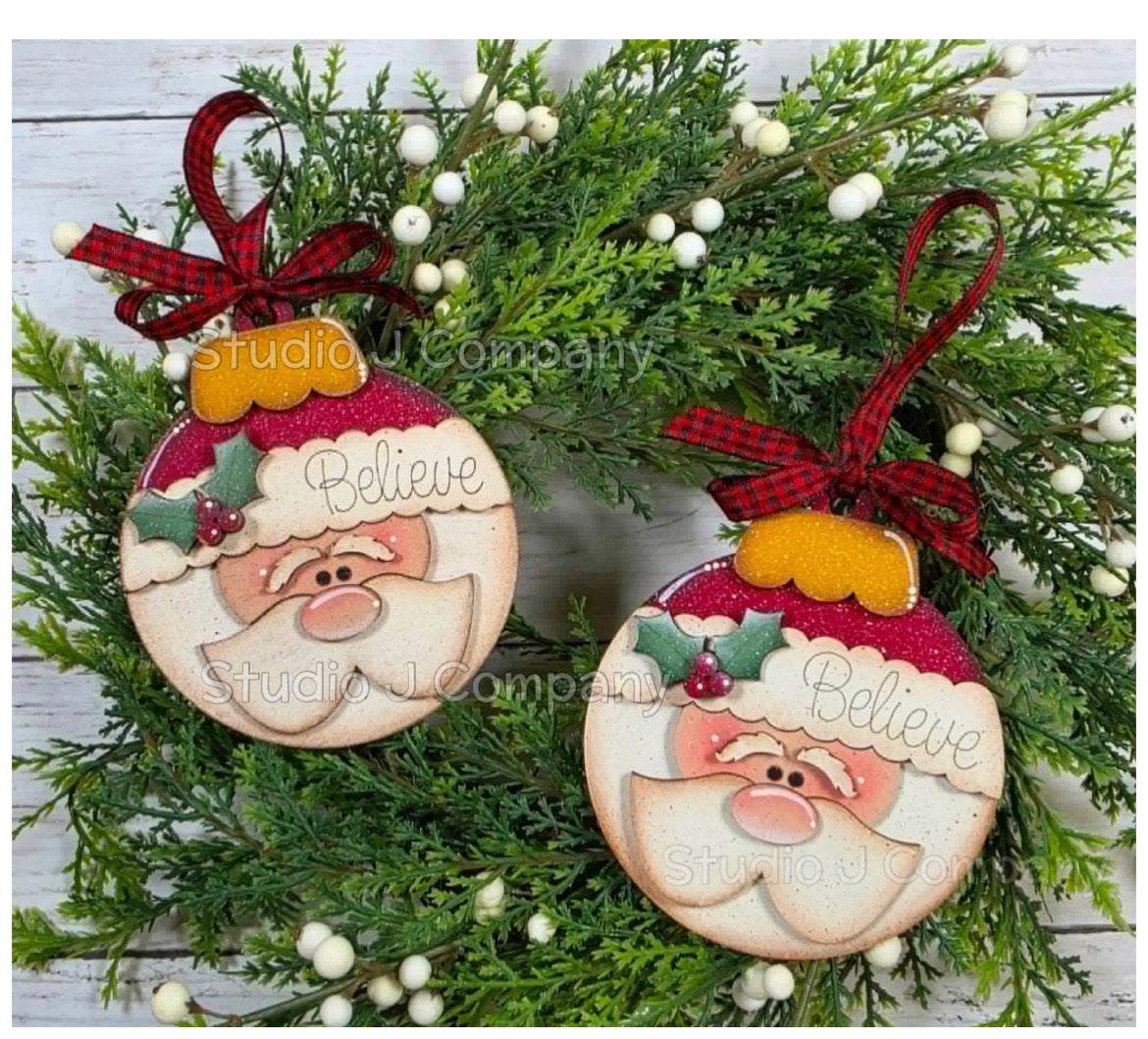 Classic Santa Round Ornament- DIY Kit
