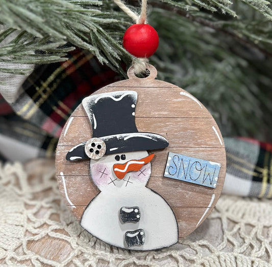 Round Snowman Ornaments - 3 to choose from
