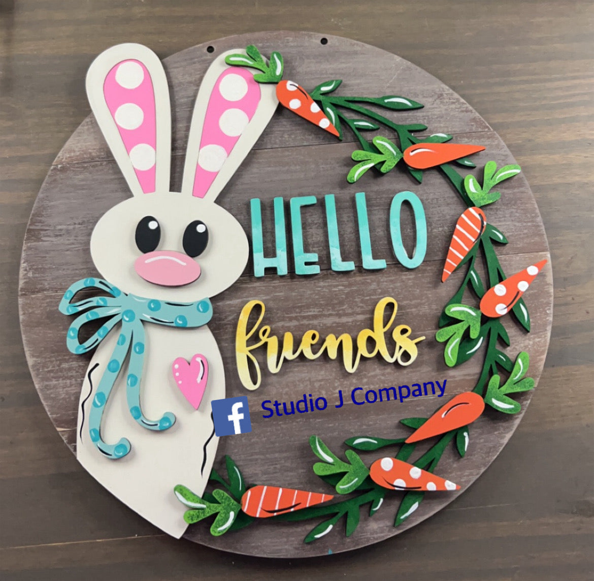 Hello Friends Bunny Sign