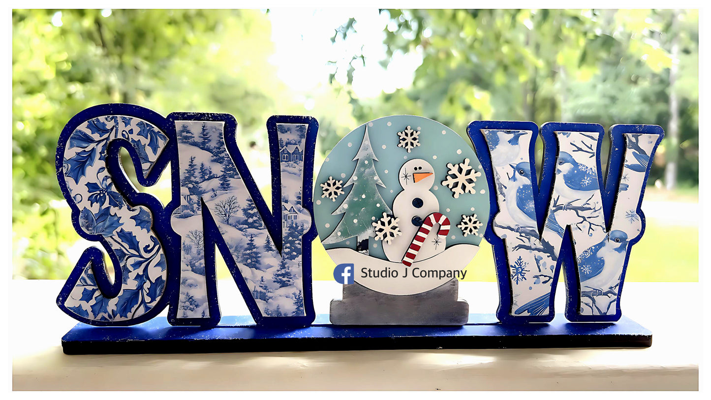 DIY SNOW word art shelf sitter - 2 sizes to choose from