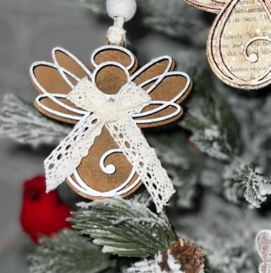 Layered Swirl Angel Ornament Pair - DIY Craft Kit