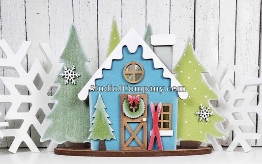 Winter Cabin Mantle Decor - Shelf Sitter- Tea Light Holder - DIY Kit