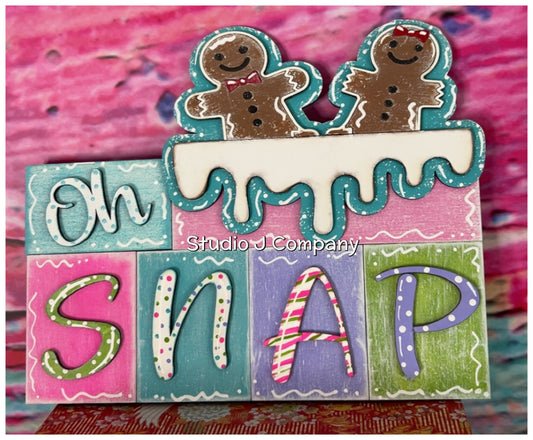 Oh Snap Gingerbread Word Block Shelf Sitter