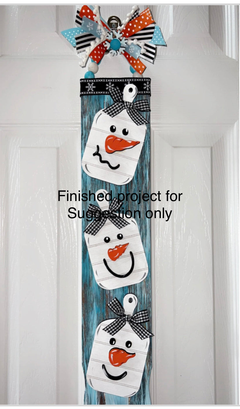 Set of 4 Snowman Mini Cutting Boards Rectangle Shape- DIY Craft Kit