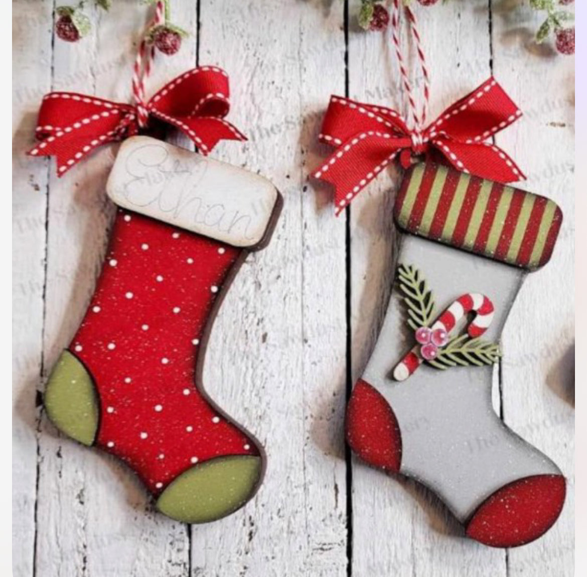 Pair of Layered Stocking Ornaments