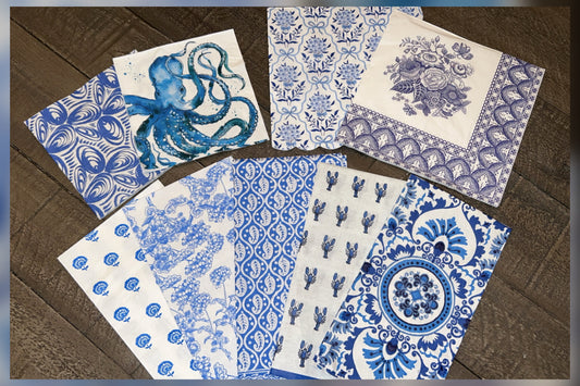 Blue & White Napkin Bundle- LIMITED NUMBER of Bundles