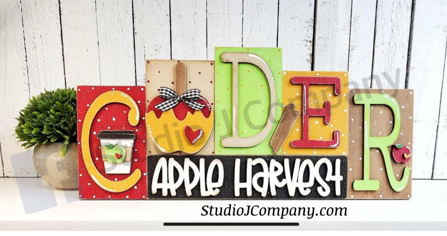 Apple Cider Word Block Shelf Sitter- DIY Craft Kit