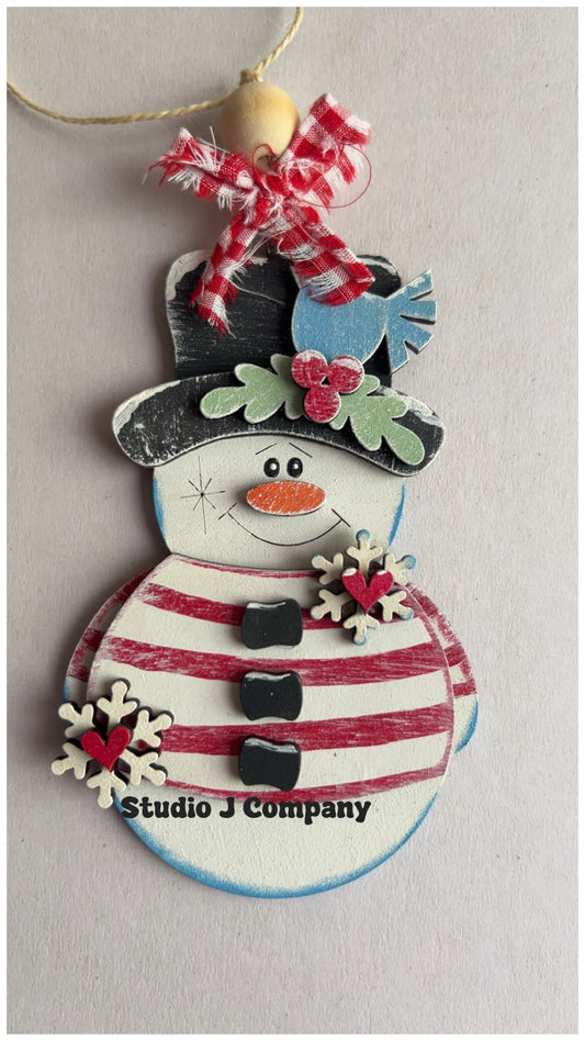 Snowman with Birdy Ornament- DIY Craft Kit