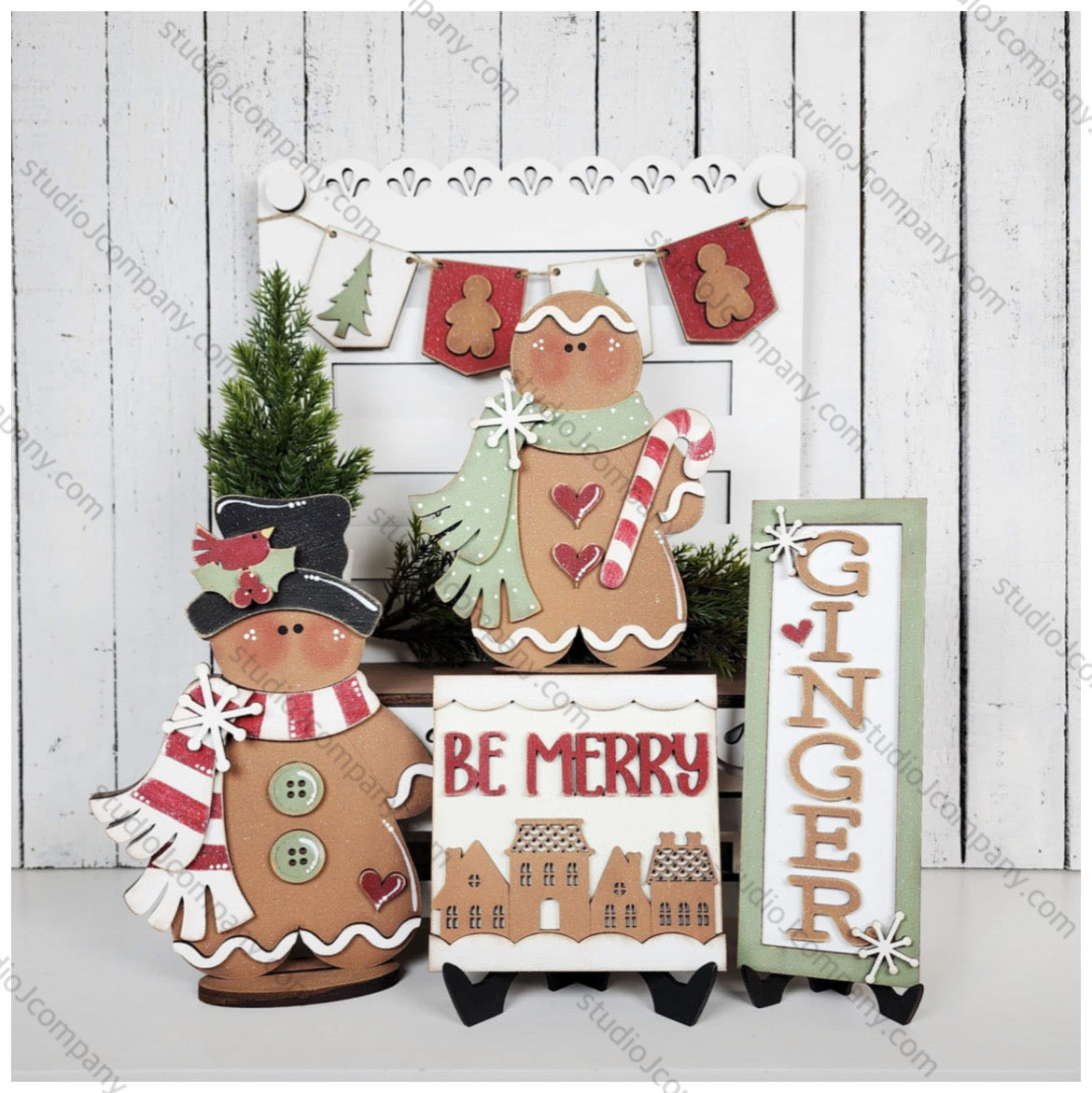 Gingerbread Village Tiered Tray Decor set