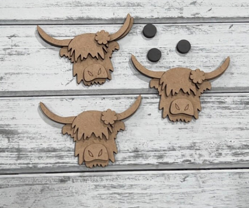 Highland Cow Trio Magnets - DIY Craft Kit