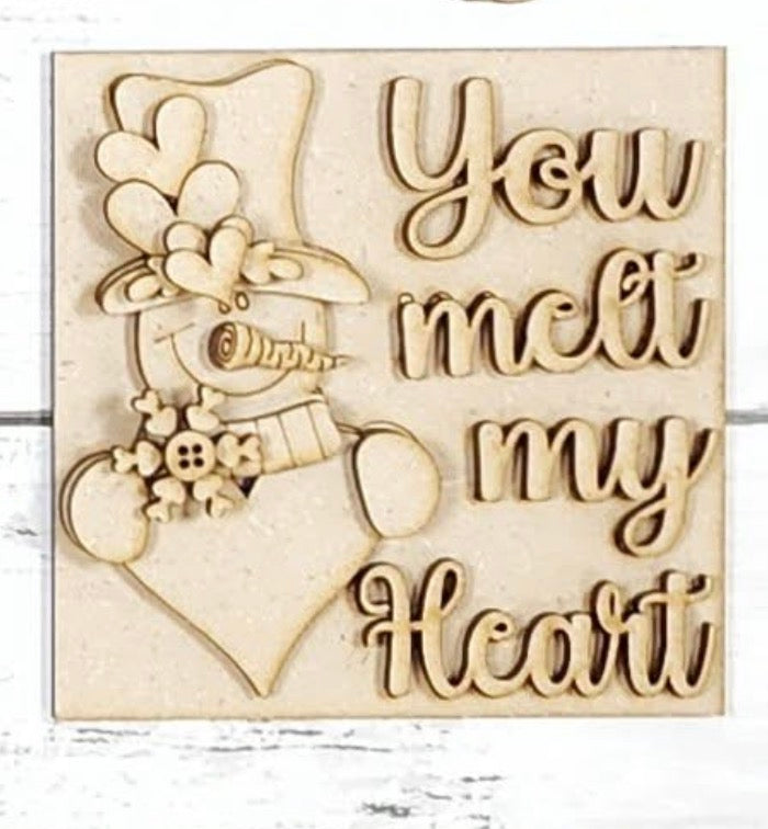 4.25” square sign with Easel - you melt my heart