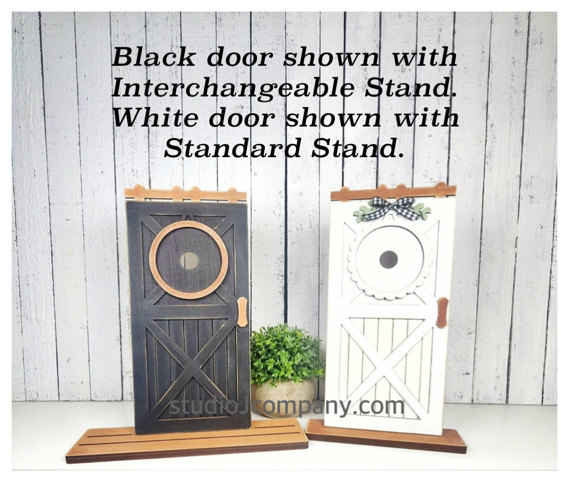 Interchangeable Farmhouse Barn Door Shelf Sitter - Choice of 2 Base/Stands