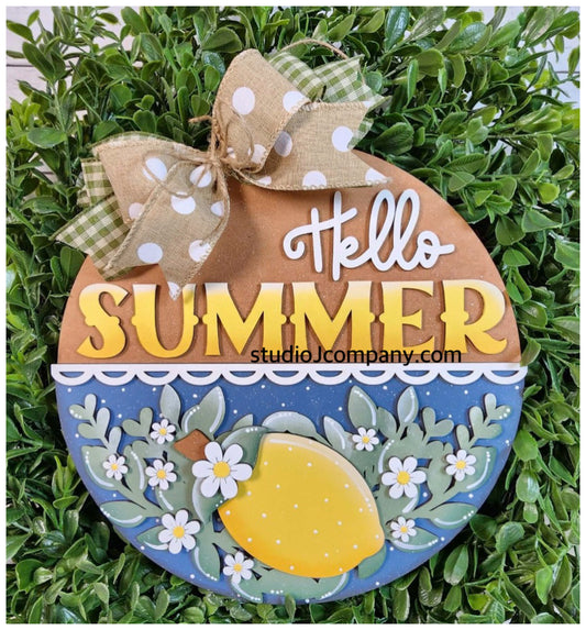 Hello Summer Lemon Sign- 10.5”