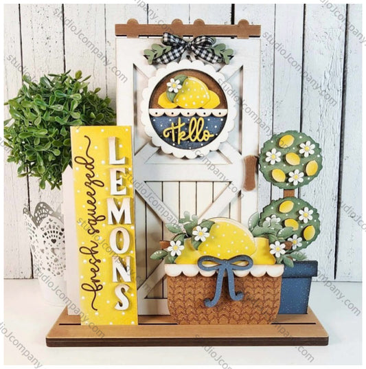Fresh Squeezed Lemons- DIY Kit - Interchangeable Insert for Barn Door with larger base- Barn Door sold separately