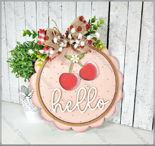 Scalloped Cherries Sign 10.5”