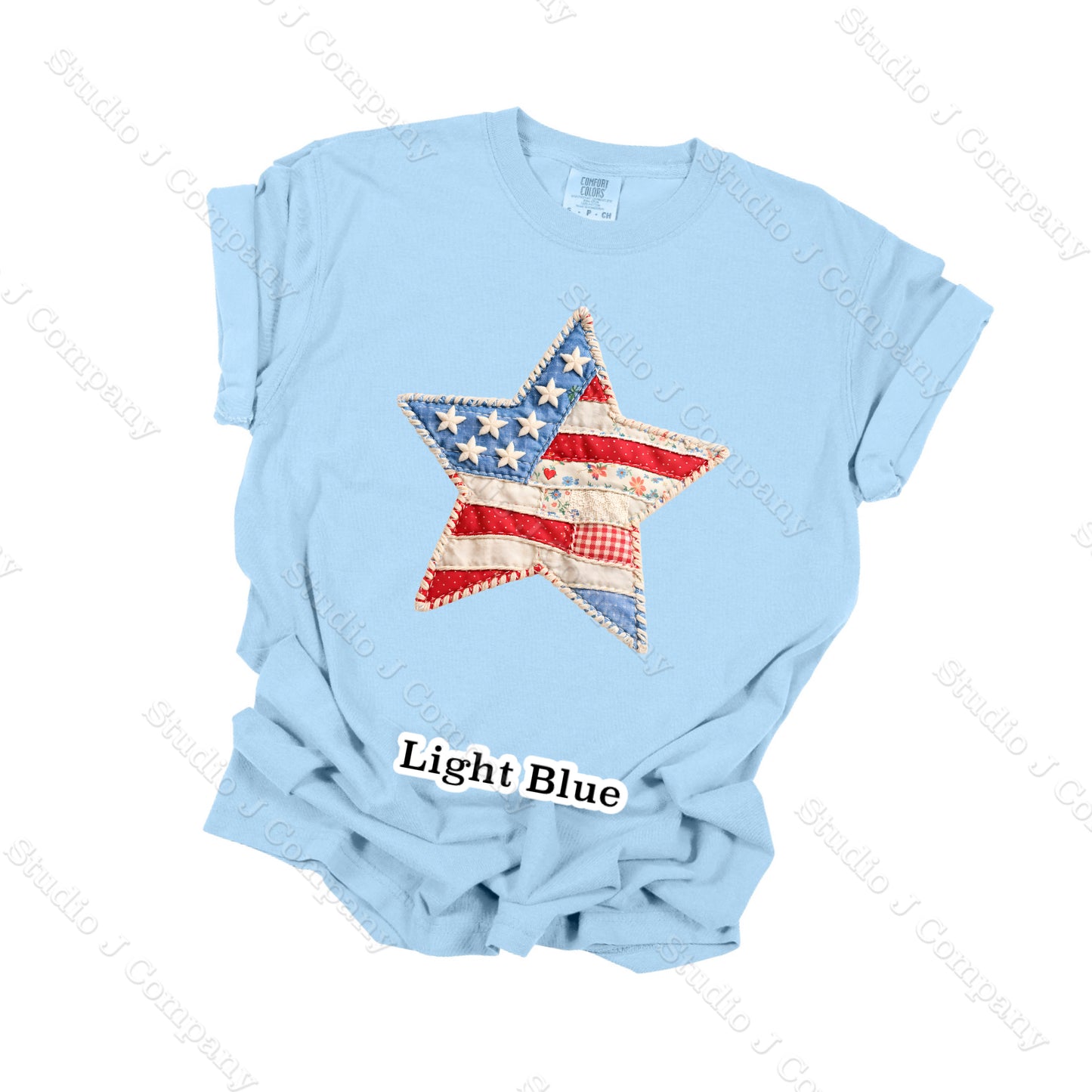 Patchwork Star- Patriotic Tshirt