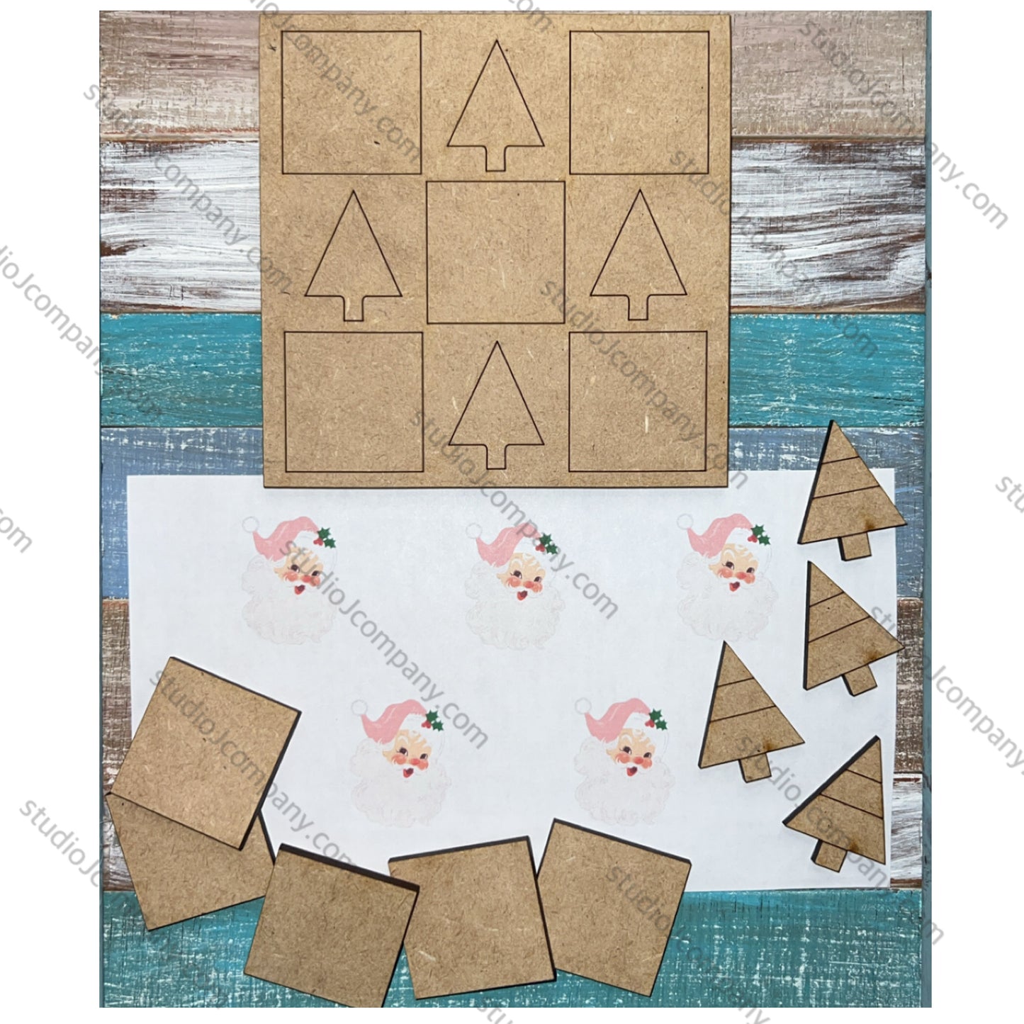 Retro Santa Christmas Quilt Sign 4.25”