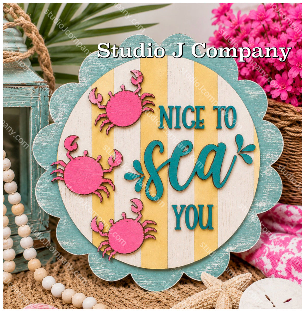 Round Scalloped sign -Nice to SEA you