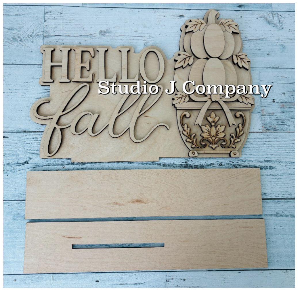 Hello Fall - Chinoiserie Pumpkin Topiary Shelf Sitter