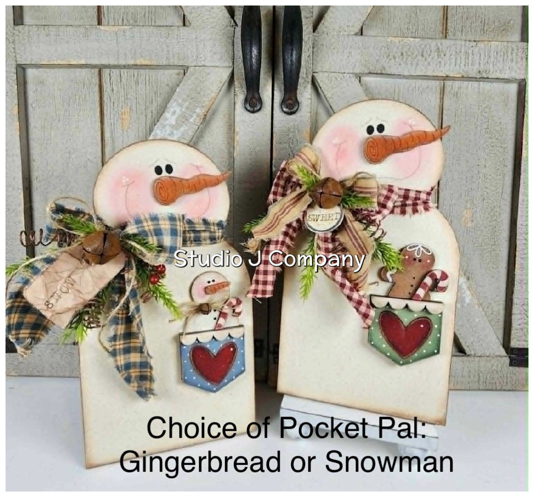 Snowman Pocket Full of Holiday Cheer- shelf sitter- DIY Craft Kit