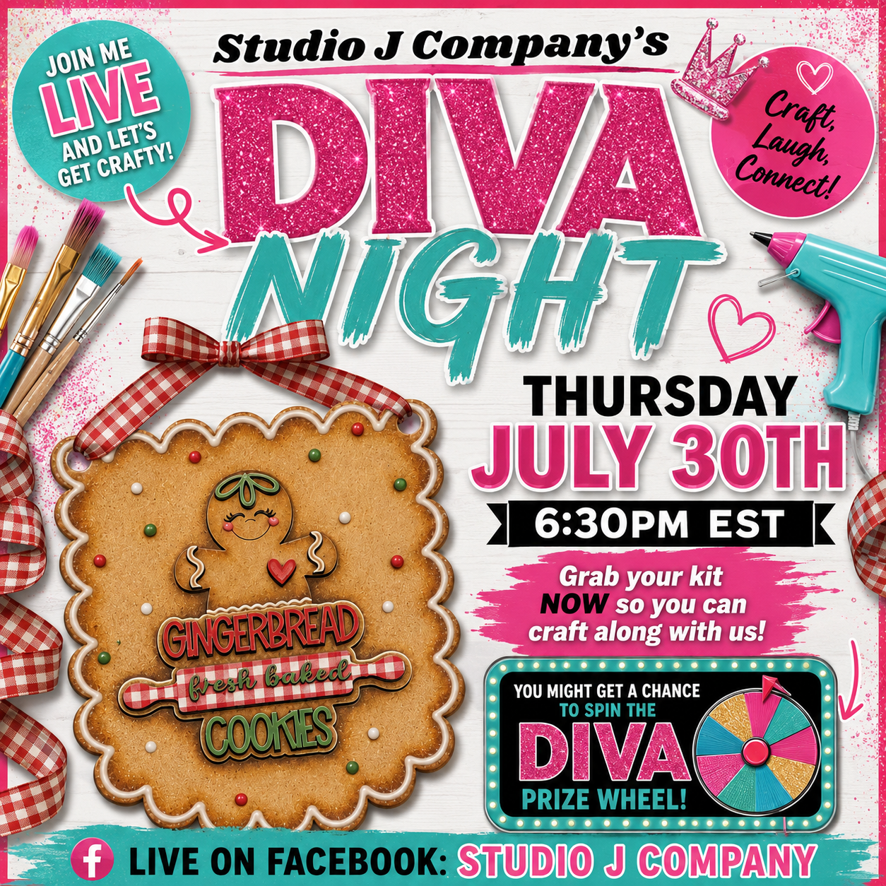 July 30th Diva Night- Gingerbread Cookie Sign- DIY kit