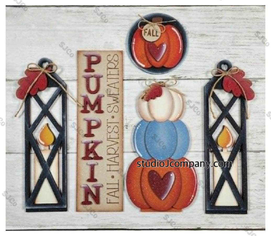 Fall Pumpkins Front Porch Insert to be used with the Barn Door Interchangeable with the large base (Barn Door Kit sold separately)